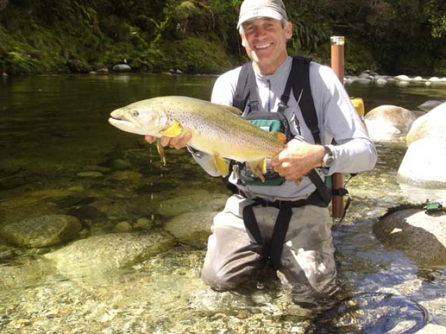 South Island New Zealand Brown trout with Bryan Wilson Reefton fishing guide