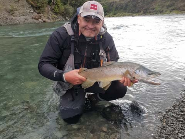 Fly fishing for Brown Trout in the Reefton area of the South Island, New Zealand with fishing guide Bryan Wilson