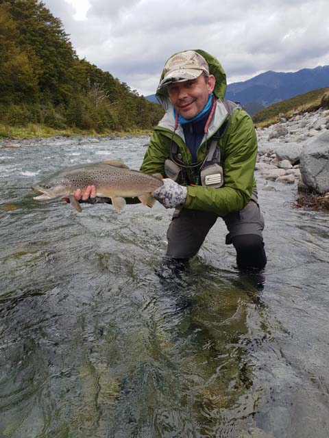 Fly fishing for Brown Trout in the Reefton area of the South Island, New Zealand with fishing guide Bryan Wilson