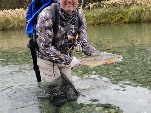 South Island New Zealand Brown trout with Bryan Wilson Reefton fishing guide