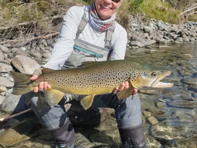 Fly fishing for Brown Trout in the Reefton area of the South Island, New Zealand with fishing guide Bryan Wilson