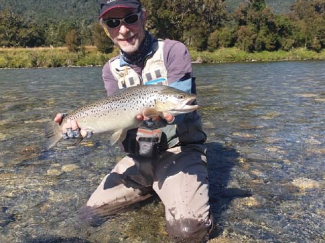 Fly fishing for Brown Trout in the Reefton area of the South Island, New Zealand with fishing guide Bryan Wilson