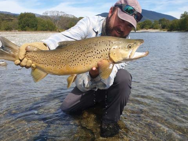 Fly fishing for Brown Trout in the Reefton area of the South Island, New Zealand with fishing guide Bryan Wilson