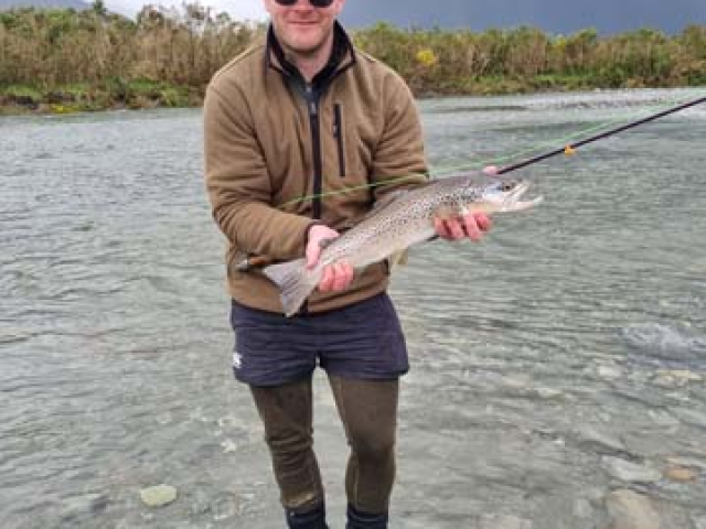 Fly fishing for Brown Trout in the Reefton area of the South Island, New Zealand with fishing guide Bryan Wilson