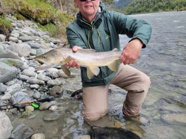 Fly fishing for Brown Trout in the Reefton area of the South Island, New Zealand with fishing guide Bryan Wilson