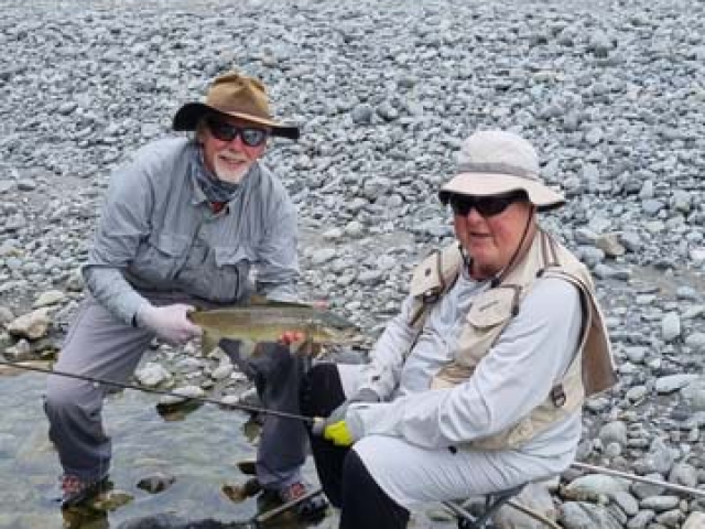 Fly fishing for Brown Trout in the Reefton area of the South Island, New Zealand with fishing guide Bryan Wilson