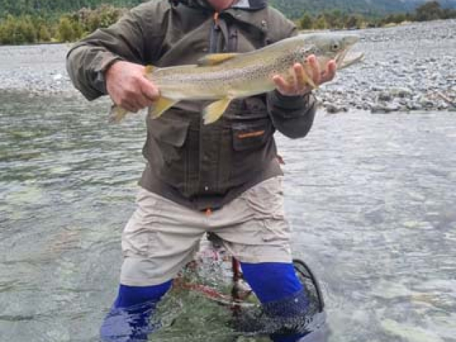 Fly fishing for Brown Trout in the Reefton area of the South Island, New Zealand with fishing guide Bryan Wilson