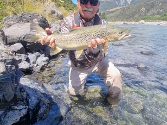 Fly fishing for Brown Trout in the Reefton area of the South Island, New Zealand with fishing guide Bryan Wilson