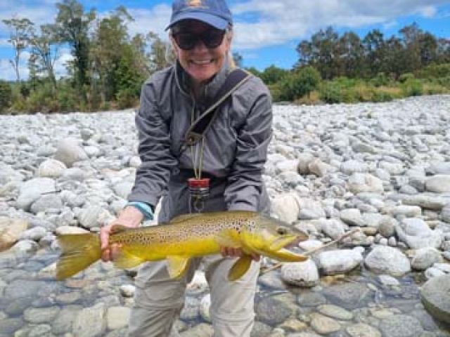 Fly fishing for Brown Trout in the Reefton area of the South Island, New Zealand with fishing guide Bryan Wilson