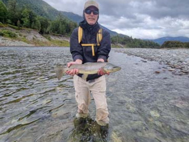 Fly fishing for Brown Trout in the Reefton area of the South Island, New Zealand with fishing guide Bryan Wilson