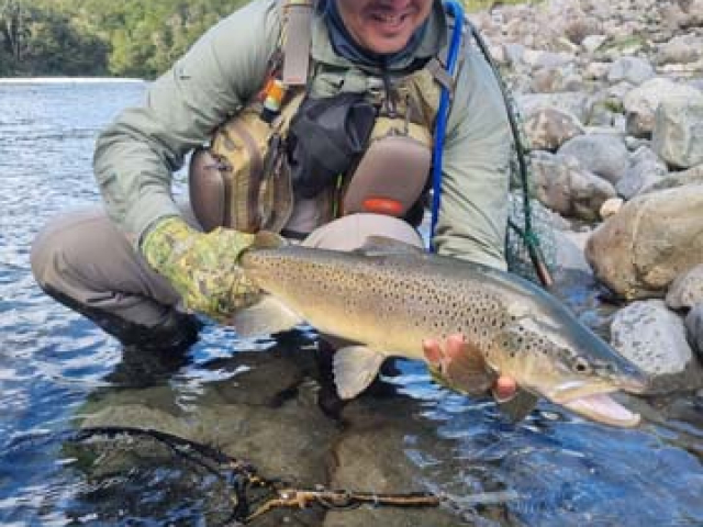 Fly fishing for Brown Trout in the Reefton area of the South Island, New Zealand with fishing guide Bryan Wilson
