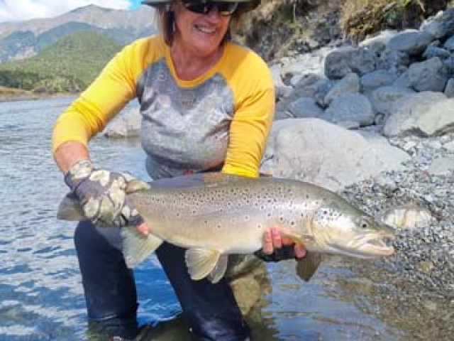 Fly fishing for Brown Trout in the Reefton area of the South Island, New Zealand with fishing guide Bryan Wilson
