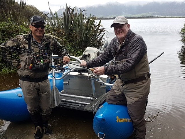 Fly fishing West Coast Lakes for Brown Trouton the West Coast of the South Island, New Zealand with fishing guide Bryan Wilson