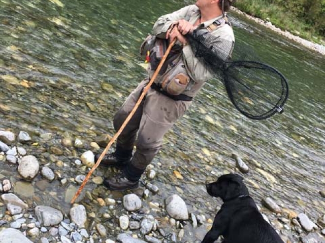 Fly fishing for Brown Trout in the Reefton area of the South Island, New Zealand with fishing guide Bryan Wilson