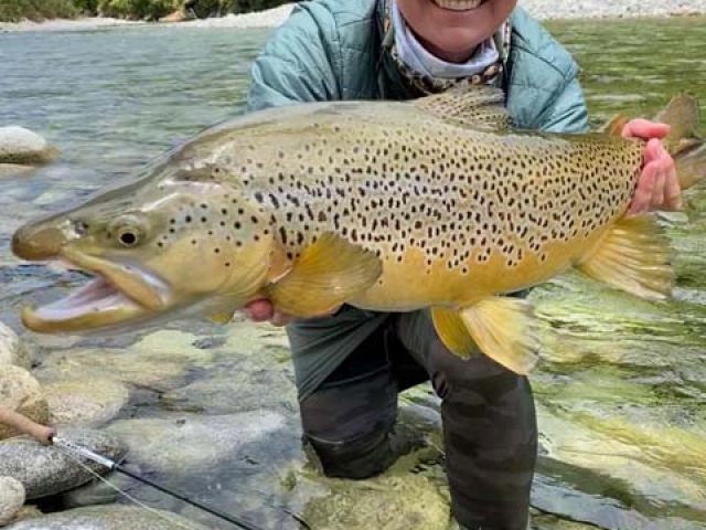 South Island New Zealand Brown trout with Bryan Wilson Reefton fishing guide