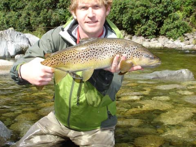 South Island New Zealand Brown trout with Bryan Wilson Reefton fishing guide
