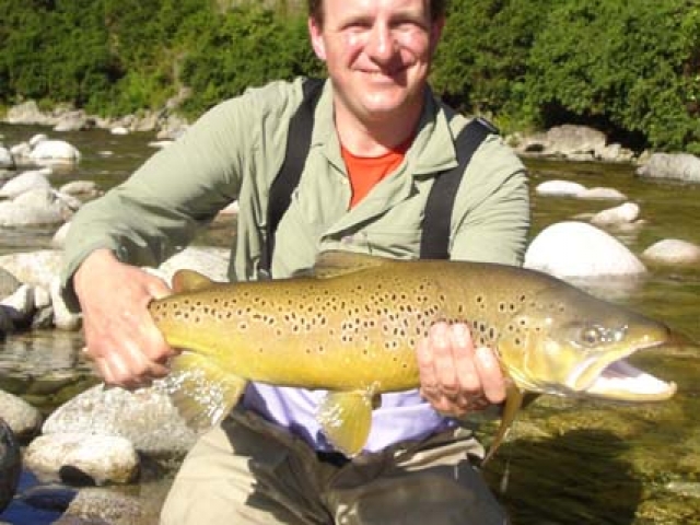 South Island New Zealand Brown trout for Matt Coleman with Bryan Wilson Reefton fishing guide