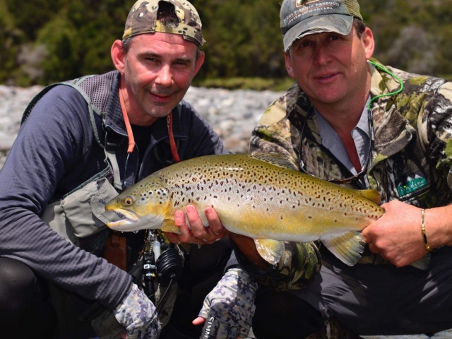 South Island New Zealand Brown trout with Bryan Wilson Reefton fishing guide